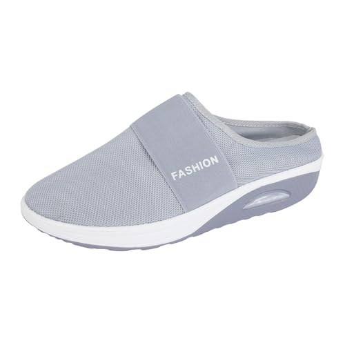 Damen Wedge Flip-Flops Stilvolle Casual Atmungsaktive Bequeme Orthopädische Hausschuhe mit Fußgewölbeunterstützung Slip On Wide Fit Luftkissen Mesh Turnschuhe Leicht Waschbar Weiche Rutschfeste Sohle von Generisch