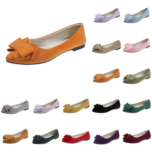 Damen Weich Faux Wildleder Flach Spitze Pumps Elegant Und Bequem Damenpumps Outdoor Sommerschuhe Ballerinas Flats mit atmungsaktivem Bootsschuhe strapazierfähige Laufsohle leicht & flexibel von Generisch