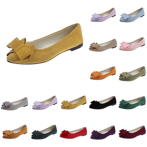 Damen Weich Faux Wildleder Flach Spitze Pumps Elegant Und Bequem Damenpumps Outdoor Sommerschuhe Ballerinas Flats mit atmungsaktivem Bootsschuhe strapazierfähige Laufsohle leicht & flexibel von Generisch