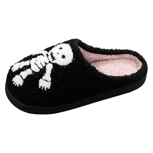Damen Weihnachten Hausschuhe mit Cartoon-Muster Casual Warme Pantoffeln Rutschfester Geschlossene Homeslippers für Home Gemütlich Fußfreundlich Slipper HerbstWinter von Generisch