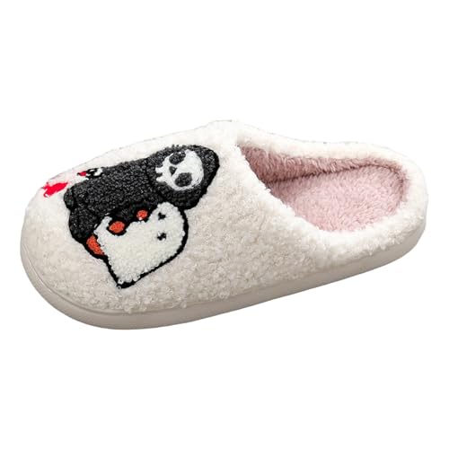 Damen Weihnachten Hausschuhe mit Cartoon-Muster Casual Warme Pantoffeln Rutschfester Geschlossene Homeslippers für Home Gemütlich Fußfreundlich Slipper HerbstWinter von Generisch
