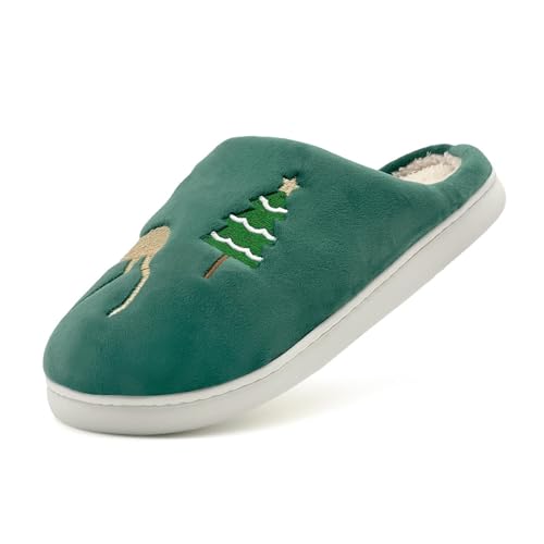 Damen Weihnachts Hausschuhe - Pantoffeln Damen Plüsch Unisex Hauspantoffeln Weihnachtsbaum Hüttenschuhe Lustige Heimschuhe Bequem Baumwollhausschuhe Paare Slippers Weiche Sohle Winterschuhe von Generisch