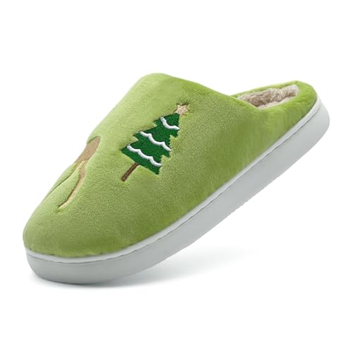 Damen Weihnachts Hausschuhe - Pantoffeln Damen Plüsch Unisex Hauspantoffeln Weihnachtsbaum Hüttenschuhe Lustige Heimschuhe Bequem Baumwollhausschuhe Paare Slippers Weiche Sohle Winterschuhe von Generisch