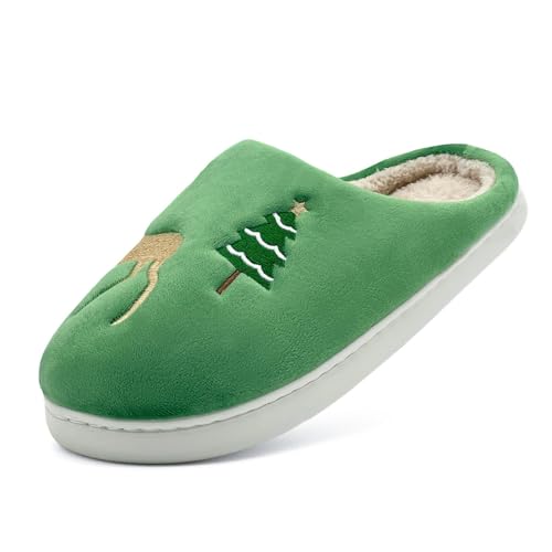 Damen Weihnachts Hausschuhe - Pantoffeln Damen Plüsch Unisex Hauspantoffeln Weihnachtsbaum Hüttenschuhe Lustige Heimschuhe Bequem Baumwollhausschuhe Paare Slippers Weiche Sohle Winterschuhe von Generisch