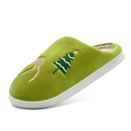 Damen Weihnachts Hausschuhe - Pantoffeln Damen Plüsch Unisex Hauspantoffeln Weihnachtsbaum Hüttenschuhe Lustige Heimschuhe Bequem Baumwollhausschuhe Paare Slippers Weiche Sohle Winterschuhe von Generisch