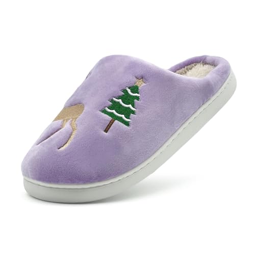 Damen Weihnachts Hausschuhe - Pantoffeln Damen Plüsch Unisex Hauspantoffeln Weihnachtsbaum Hüttenschuhe Lustige Heimschuhe Bequem Baumwollhausschuhe Paare Slippers Weiche Sohle Winterschuhe von Generisch