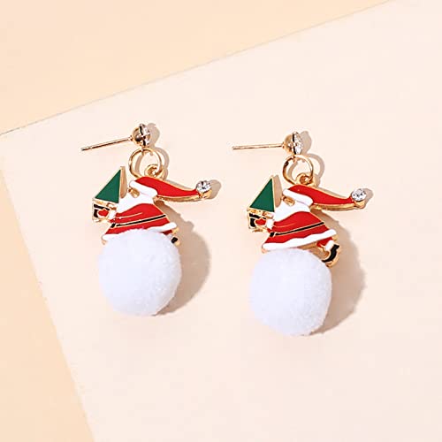 Damen Weihnachtsohringe Ohrringe Winter Retro Cute Weihnachtsohrringe Rot Weinglas Weihnachts Ohrringe (C, One Size) von Generisch
