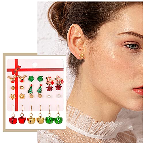 Damen Weihnachtsohringe Schmuck-Weihnachtsohrring-Geschenke 12pcs nette Ohrringe Urlaubsschmuck (B, One Size) von Generisch