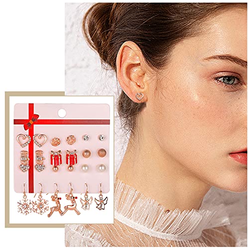 Damen Weihnachtsohringe Schmuck-Weihnachtsohrring-Geschenke 12pcs nette Ohrringe Urlaubsschmuck (C, One Size) von Generisch