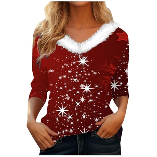 Damen Weihnachtspullover Lustig Casual Weihnachts Pullover Sweatshirts Teenager Mädchen Merry Christmas Weihnachtspulli Weihnachtsdruck Xmas Frauen Rundhals Weihnachten Bluse Weihnachtssbluse von Generisch