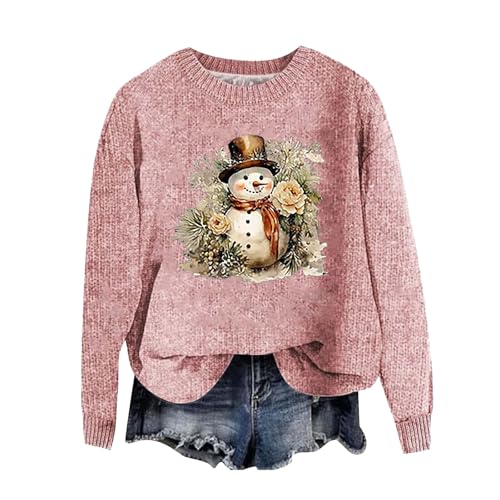Damen Weihnachtspullover Norwegerpullover Ugly Weihnachts Printed Wollpulli Gestrickte Winterpulli Funny Christmas Sweater Weihnachten Kostüm Neujahr Outfit von Generisch