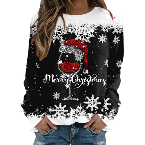 Damen Weihnachtspullover mit kleinem Stehkragen Christmas Pullover Warm Strickpullover mit Streifen Schneeflocken Winter Pullis für Frauen Oberteile Langarm Winterpullover Damen Warm von Generisch