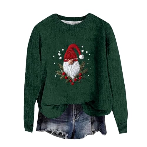 Damen Weihnachtspullover mit kleinem Stehkragen Christmas Pullover Warm Strickpullover mit Streifen Schneeflocken Winter Pullis für Frauen Oberteile Langarm Xmas Pullover von Generisch