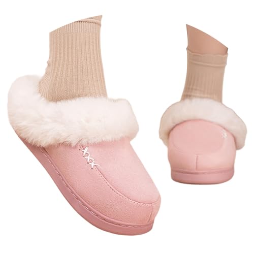 Damen Winter Hausschuhe Flauschige Schuhe Gemütlich Drinnen Draußen Bequem Weich Warm Slipper Slides Für Damen (Red, 39) von Generisch