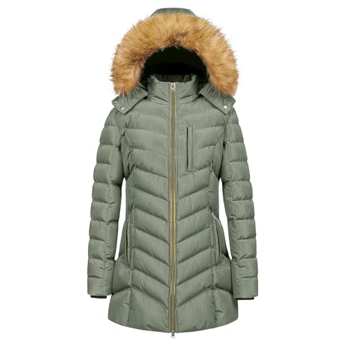 Damen Winterjacke Lang Warm Daunenjacke Gefüttert Puffer Steppjacke Langärmelige Daunenmantel Mit Kapuze Pufferjacke Übergangsjacke Outdoor Parka Mantel von Generisch