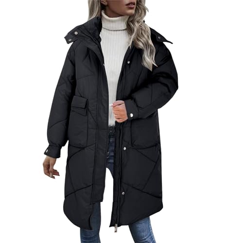 Damen Winterjacke Wintermantel Winterparka Fleecejacke Steppmantel Steppjacke Jacke Parka Daunenmantel Wollmantel Abnehmbarer Fellkapuze Warmer Gefüttert Dicker Warm Outdoor Jacke(Schwarz,M) von Generisch