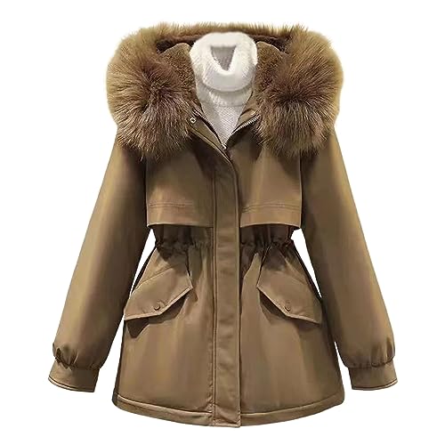 Damen Winterjacke - warme wasserdichte Steppjacke Frauen Oberbekleidung Outdoorjacke Bequemes Steppmantel Dicker Baumwolle mit Fleece-Innenfutter und Kapuze autumn Winter Outdoor Baumwolljacke von Generisch