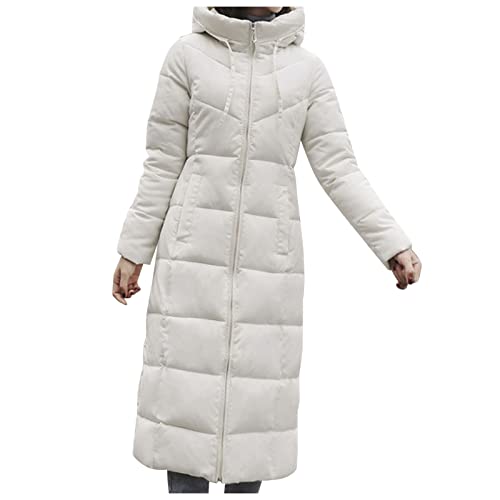 Damen Wintermantel Winterjacke Winterparka Fleecejacke Steppmantel Steppjacke Daunenmantel Winter Jacke Parka Abnehmbarer Fellkapuze Warmer Gefüttert Dicker Warm Outdoor Jacke(Weiß,L) von Generisch