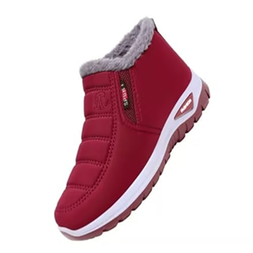 Damen Winterschuhe Gefütterte Warm Wasserdicht - Atmungsaktiv Schlupfstiefel Bequeme Flache Schuhe Plüsch Thermoschuhe Verschleißfest Freizeitschuhe Wanderschuhe Rutschfest Outdoor Winterboots von Generisch