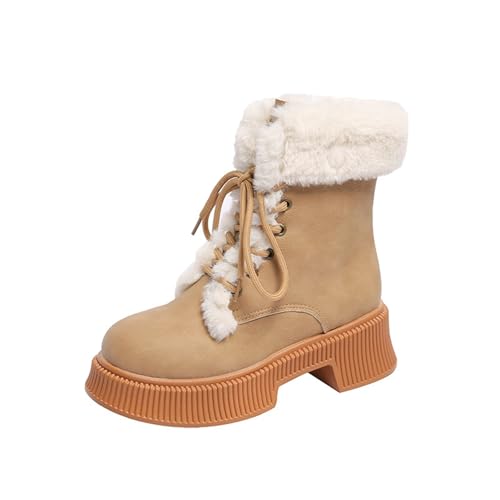 Damen Winterschuhe Winterstiefeletten Damen Gefüttert Winterboots Outdoor Rutschfeste Weitschaft Warme Fleece Winterschuhe Elastische Ergonomie Wasserdichte Schuhe von Generisch