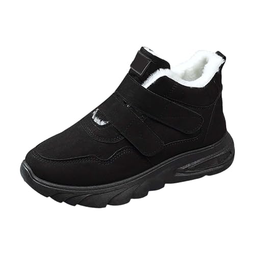 Damen-Winterstiefel Angebot Casual Stiefeletten gefüttert mit Fell Schnürung Schneestiefel Damen rutschfest Outdoor Sneaker Warm Fashion Stiefel für Damen Warm Stiefel Après-Ski, Schwarz , 37 EU von Generisch