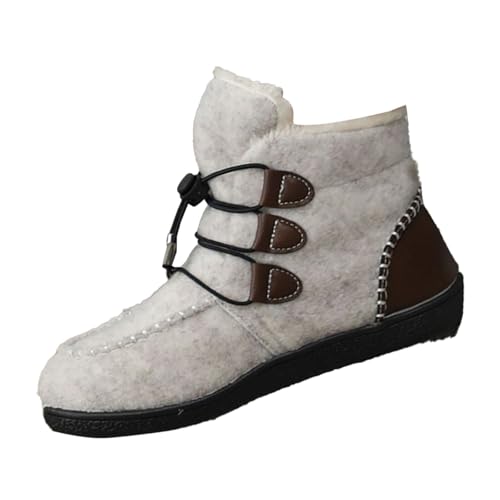 Damen Winterstiefel Winterstiefeletten Damen Gefüttert Winter Schuhe Outdoor Rutschfeste Weitschaft Warme Fleece Kurzstiefeletten Elastische Ergonomie Winter Boots von Generisch