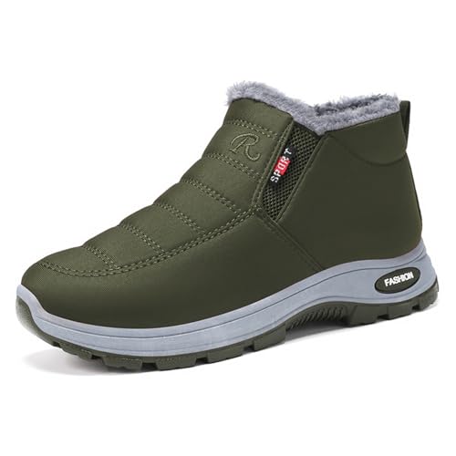 Damen Winterstiefeletten Modische Fleece Gefütterte Schneestiefel Wasser Bequeme Lässige Warme Schlupfstiefeletten Für Damen Mädchen 37 (Green, 39) von Generisch