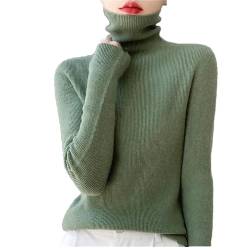 Damen Wollpullover Rollkragen Strickpullover Langarm Einfarbig Strickpullover Tops, En8, XXL von Generisch