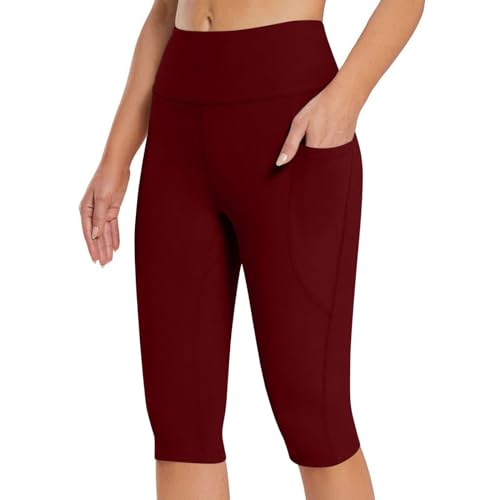 Damen Yoga Capris Hosen Sporthose Hohe Taille Leggings Yogahose Crop Gerades Bein Freizeithose Sportliche Übung Workout Jogginghose Leggins 3/4 Damen Schnell Trocknend von Generisch