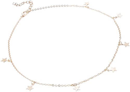Damen einfache zarte Vollmond vergoldet geschichteten Anhänger handgemachte Stern Halsketten von Generisch