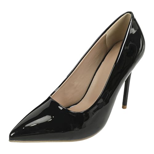 Damen einfarbiges, helles, feiner Absatz, flacher Mund, große Einzelschuhe, hohe Absätze (Black, 38) von Generisch