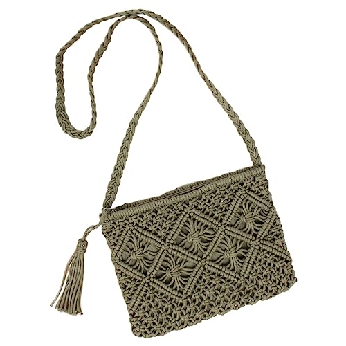 Damen handgewebte Crossbody Geldbörse Sommer Strand Clutch Geldbörsen gewebte handgefertigte Schulter kleine Schultertaschen für Frauen, grün, Einheitsgröße Damen handgewebte Crossbody Geldbörse Sommer Strand Clutch Geldbörsen gewebte handgefertigte Schulter kleine Schultertaschen für Frauen, grün, Einheitsgröße von Generisch