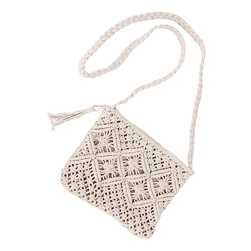 Damen handgewebte Crossbody Geldbörse Sommer Strand Clutch Geldbörsen gewebte handgefertigte Schulter kleine Umhängetasche, weiß, Einheitsgröße Damen handgewebte Crossbody Geldbörse Sommer Strand Clutch Geldbörsen gewebte handgefertigte Schulter kleine Umhängetasche, weiß, Einheitsgröße von Generisch