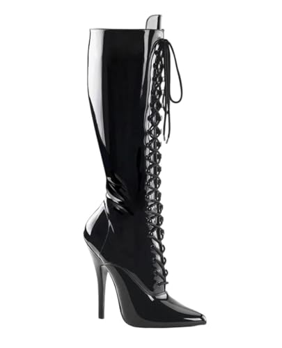 Damen kniehohe Stiefel spitze Zehen Stiletto Heels Lange Party Stiefel Cross Dressing Clubwear Große Größe High Heel Schuhe, 2, 42 EU von Generisch