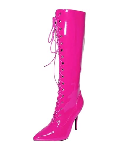Damen kniehohe Stiefel spitze Zehen Stiletto Heels Lange Party Stiefel Cross Dressing Clubwear Große Größe High Heel Schuhe, 9, 41 EU von Generisch