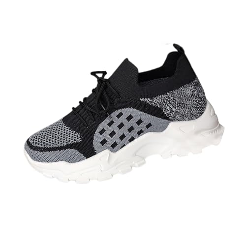 Damen schnürhalbschuhe Sneakers Damen Leichte rutschfeste Schnürer Orthopädische Schuhe Bequem Weite Laufschuhe Atmungsaktives Mesh Turnschuhe Slip On Sportschuhe Straßenlaufschuhe Grau 35 von Generisch