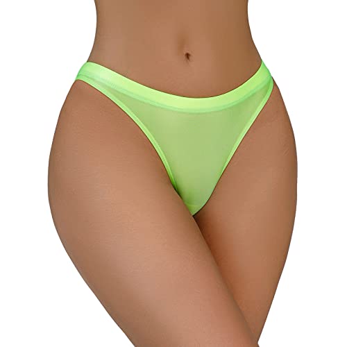 Damen seidig glänzende Slips mit niedriger Taille, transparente, Unterwäsche Frau Dessous (Green, XL) von Generisch