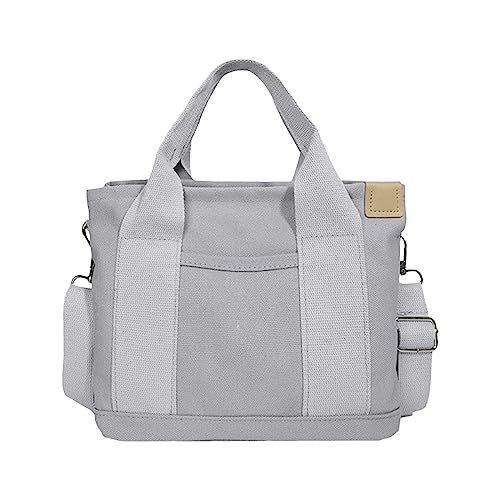 Damenhandtasche Ledertasche Damen Schwarz Solide Einkaufstasche,Niedliche Einfache Canvas,Modische Komforttasche,Temperament Handtasche,Aufbewahrungstasche Hose Damen Taschen (Grey,One Size) von Generisch