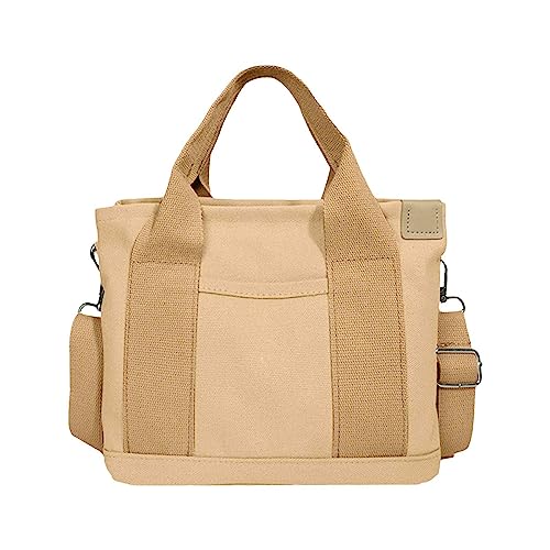 Damenhandtaschen mittelgroß Henkeltaschen Solide Einkaufstasche,Niedliche Einfache Canvas,Modische Komforttasche,Temperament Handtasche,Aufbewahrungstasche Sportshorts Damen (Khaki,One Size) von Generisch