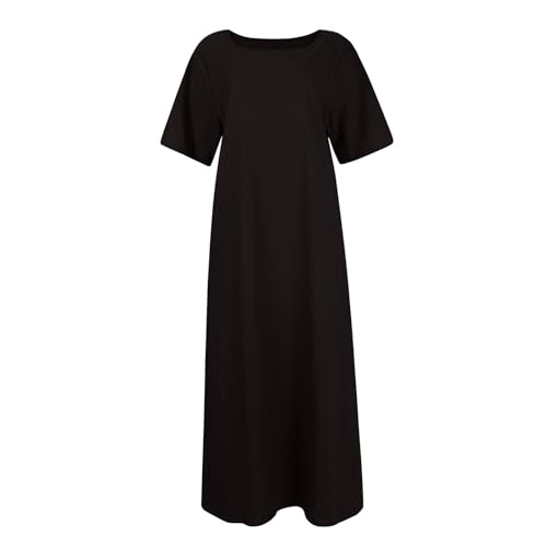 Damenkleider Sommer Elegant mit Schlitz Blusenkleid Lang mit Taschen Kleider mit Ärmeln Halbarm Sommerkleider Damen Leicht Und Luftig Sommerkleid A-Linie Strandkleid Locker Rundhals Lässig Damenkleider Sommer Elegant mit Schlitz Blusenkleid Lang mit Taschen Kleider mit Ärmeln Halbarm Sommerkleider Damen Leicht Und Luftig Sommerkleid A-Linie Strandkleid Locker Rundhals Lässig von Generisch