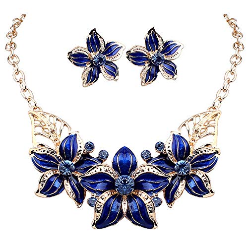 Damenmode- Schmuckset, vergoldete Kristallblume, Statement- Halskette, Ohrringe, Schmuckset für Party, Hochzeit, Weihnachten, bestes Geschenk Useful von Generisch