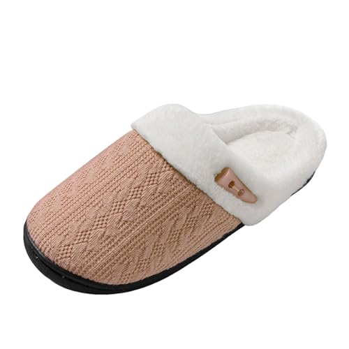 Damenmode Winterisolierung Geschlossene Zehenpartie Flache Unterseite Weiche Hausschuhe ene Schuhe Damen (Khaki, 47) von Generisch
