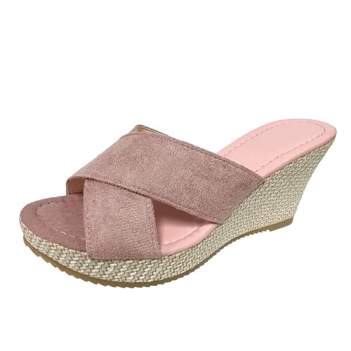 Damensandalen, lässige Flip-Flops mit offener Spitze mittelhohem Absatz für Frühling Sommer, perfekt Jeans entspannten Outfits (39) von Generisch