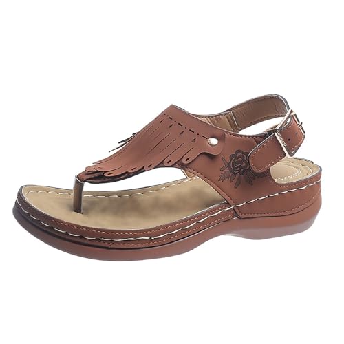 Damensandalen Orthopädisch Casual Angebot Offene Sandalen Unterstützung Bogen Hausschuhe Rutschfeste Gummi Sohlen Weiche Flip Flop Gehen Trekking Schuhe Obermaterial aus Leder Strand Pool Meer, braun Damensandalen Orthopädisch Casual Angebot Offene Sandalen Unterstützung Bogen Hausschuhe Rutschfeste Gummi Sohlen Weiche Flip Flop Gehen Trekking Schuhe Obermaterial aus Leder Strand Pool Meer, braun von Generisch