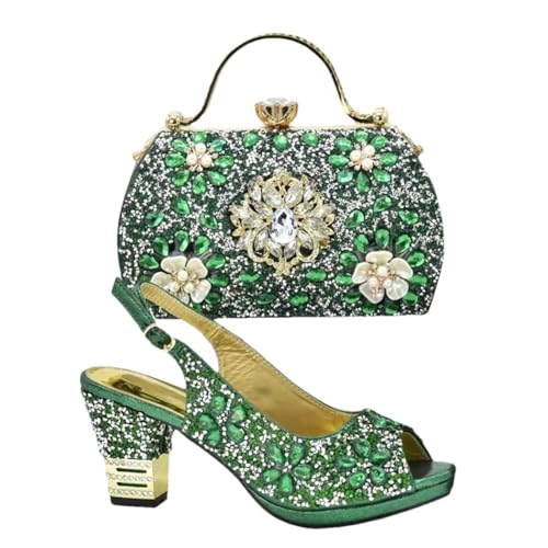 Damensandalen und passende Tasche Set für Hochzeitsfeier in elegantem, italienisch inspiriertem Abenddesign, En8, 42.5 EU von Generisch