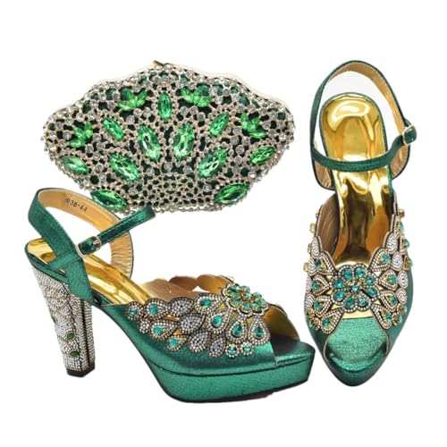 Damenschuh und Taschenset Party in Schuhen und Taschen, passend zu Strass-Pumps mit High Heels, En8, 42.5 EU von Generisch