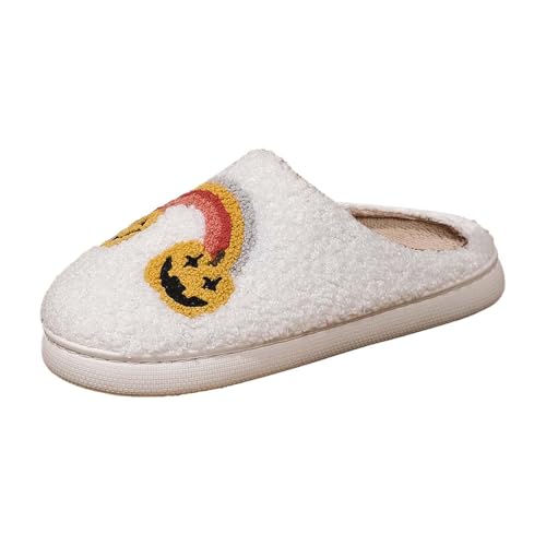 Damenschuhe 39 Sandalen Gemütliche Winter-Hausschuhe für Damen, modisch, für, bequem, weich, mit Fleece gefüttert, für drinnen draußen, mit Cartoon-Design Business Schuhe Damen Sommer (White, 41) von Generisch