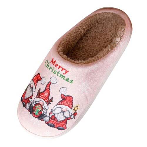 Damenschuhe 405 Paare Männer Frauen Weihnachten Slip On Pelzigen Flache Hause Winter Runde Zehe Halten Warm Cartoon Drucke Hausschuhe Schuhe Schuhe Damen 1 (43) von Generisch
