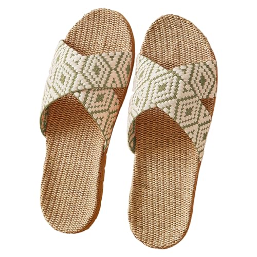 Damenschuhe 43 Pumps Paar Retro Farbblockierdruck Strand Draußen Tragen Hause Baumwolle Leinen Große Größe rutschfeste Vier Jahreszeiten Sandalen Hausschuhe Sneaker Schuhe Damen 40 (Green, 36) von Generisch