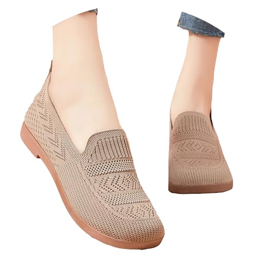Damenschuhe Atmungsaktives Mesh Slip On Flache Bequeme Laufschuhe Für Den Täglichen Gebrauch Mit Schlupfsohle Frühlings- Und Sommermode Schuhe Winter Damen Gefüttert (Coffee, 37) von Generisch